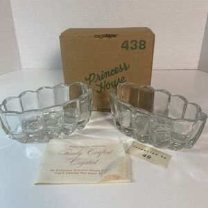 Set of 2 Vintage #438 Princess House Pressed Glass Utensil Spoon Rest Holder NIB